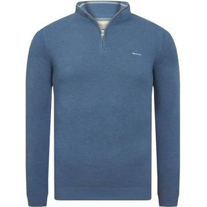 Trui GANT Men Cotton Half Zip Denim Blue Melange