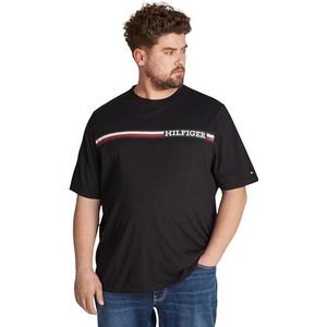 Tommy Hilfiger Heren BT-Chest Stripe TEE-B S/S T-shirt, zwart, 4XL, Zwart, 4XL grote maten