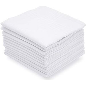 Selected Hanky Zakdoeken voor heren, 100% zacht katoen, witte klassieke zakdoeken, 12 stuks, Wit, 12 Pcs