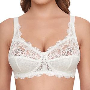 SUSA Latina, beha voor dames, zonder beugel, met genaaide cups en in lengte verstelbare bandjes, ideale grip, haaksluiting, ivoor (champagne 002), 110E