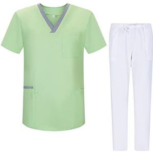 MISEMIYA - Uniforms Unisex Scrub Set - Medisch Uniform met Scrub Top en Broek - Ref. G713-6802, Appelgroen G713-47, M