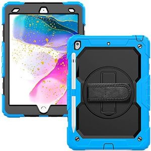 Hoes voor iPad Air 5e / 4e generatie 2022 / 2020, 10,9 inch, stootvaste displaybescherming, beschermhoes met draaibare standaard, penhouder, verstelbare polsriem, schouderriem - outdoor