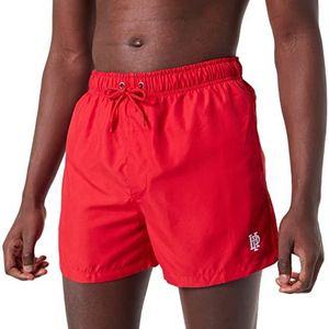 Heren shorts met hoge opdruk, rood (eenkleurig), S