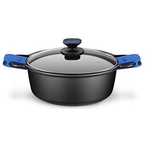 Monix Deegwarenpan, geschikt voor alle warmtebronnen en inductie, aluminium, zwart/blauw, 20 cm