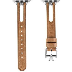 Eenvoudig ademend leren bandje compatibel met Apple Watch Strap 42 mm 44 mm 45 mm., bruin, Fp: elegant, licht, gezellig