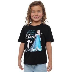 mandarin creative ltd Frozen Bright Like Elsa 1e verjaardag meisjes T-shirt, zwart, 7-8 jaar, Zwart, 7-8 jaar