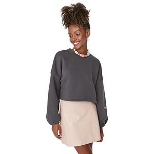 TRENDYOL Dames Crew Neck Plain Oversize Sweatshirt, Smoky, S, smoky, S