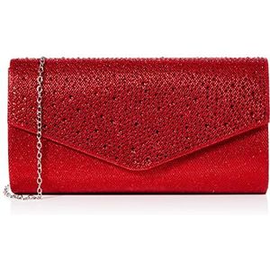 SwankySwans Dames Montary Diamante Clutch, Sling Bag, One Size, Rood, Eén maat