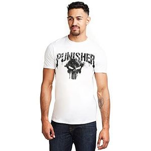 Marvel Punisher Text T-shirt voor heren, Wit, XXL