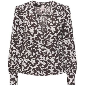 Only - Onlcaty Thalia Life - T-shirt - Mole - Lange Mouwen - Col en V