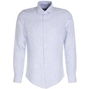 Seidensticker Zakelijk overhemd voor heren, extra slim fit, zacht, kent-kraag, lange mouwen, 100% linnen, lichtblauw, 43