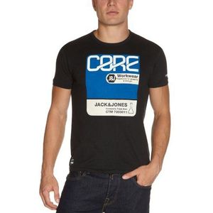 JACK & JONES Heren T-Shirt Slim Fit 12056907 Kubic Tee Black, zwart (zwart), 54 NL