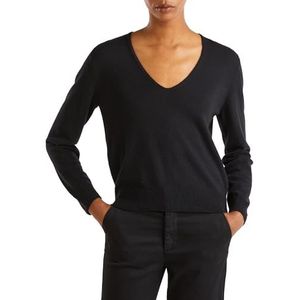 United Colors of Benetton T-shirt met V-hals M/L, Zwart, L