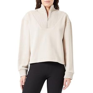 Koton Dames Half Zipper Relax Fit High Neck Textured Sweatshirt, beige (057), S