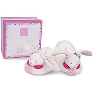 Doudou et Compagnie - Babymeisjes laarsjes met rammelaar - kersenkonijn - 0/6 maanden - wit en roze - DC2702