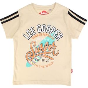 Lee Cooper T-shirt voor jongens - top met korte mouwen - katoen - beige - 10 jaar, Beige, 10 Jaar