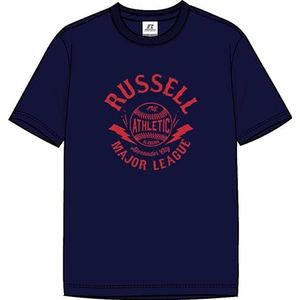 RUSSELL ATHLETIC Heren Stitch-s/S Crewneck Tee T-shirt, blauw, S
