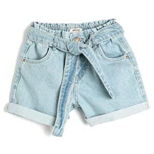 Koton Girls's Jean Riem Detail Zakken Katoen Elastische Tailleband Shorts, Light Indigo (Lin), 9-10 Jaar