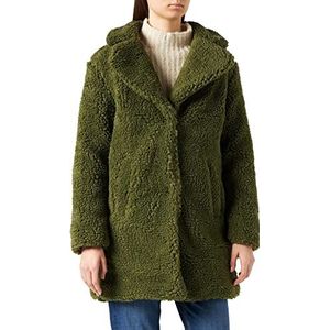 Urban Classics Winterjas voor dames, oversized sherpa jas, jas met haak en oogsluiting, maat XS tot 5XL, groen (olijf 00176), 4XL grote maten