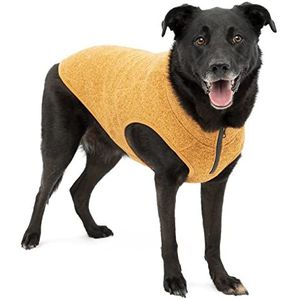 Kurgo Core Hondentrui, het hele jaar door trui voor honden, hondenfleece vest, gebreide fleece huisdierjas, fleece voering, lichtgewicht, ritssluiting voor harnas, verstelbare nek, oranje, groot