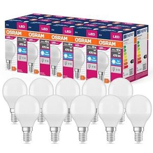 OSRAM LED STAR VALUE KLASSISK P40 LED-LAMP til E14-stik, drop Shape, FR, 470 Lumen, Daylight White (6500K), udskiftning til konventionelle 40W pærer, ikke dæmpbar, 10-pack