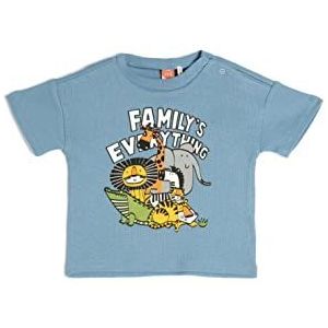 Koton Babyboys Animal Printed Short Sleeve Crew Neck Getextureerd Katoen T-shirt, blauw (635), 2-3 Jaar