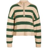 Noisy may Dames Nmnewalice L/S Half Zip Knit Noos Gebreide Trui, Foliage Green/Stripes: irish Cream, L