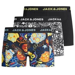 Jack & Jones Boys Boxershorts voor jongens, 3 stuks, Sugar Skull Print, Zwart/detail: zwart - blazing yellow, 164 cm