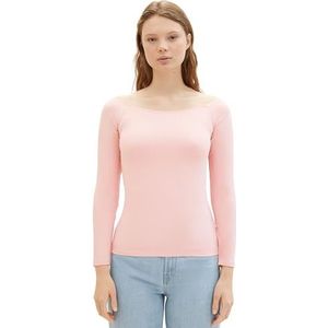 TOM TAILOR Denim T-shirt met lange mouwen voor dames, 21171 - Bubble Gum Pink, L