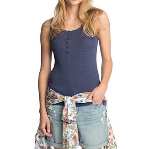 edc by ESPRIT Dames Top Henleytank, blauw (Sailor Blue Melange 412)., XXL