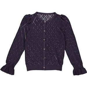 Müsli by Green Cotton Meisjes Knit Frill Cardigan Sweater, Dark Lilac, 104 cm
