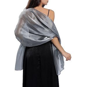 Ladiery Zijden sjaals en wraps voor avondjurken vrouwen Sheer Soft Bruidsmeisje Bruiloft Shawl Party Organza Stole, grijs, 170 * 70cm