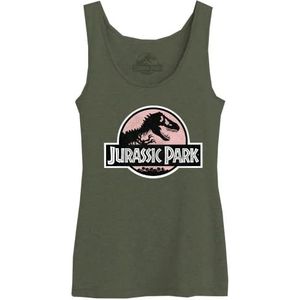 Jurassic Park Tanktop voor dames, Kaki, L