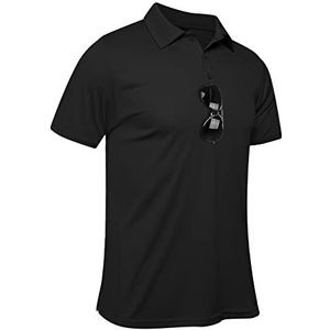 MEETYOO Poloshirt voor heren met korte mouwen, golf T-shirts voor heren met korte mouwen, sportt-shirts voor outdoor, sneldrogend, ademend, golf, slim fit zomer, zwart, XL