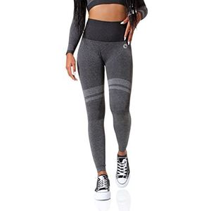 STARK SOUL Seamless sportlegging - hoge taille voor dames | in zwart-melange of grijs-melange, maten S, M en L, zwart-melange, L