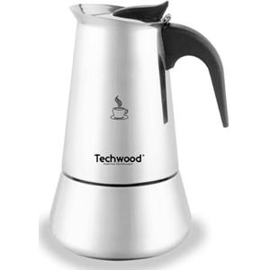 Techwood Moka koffiezetapparaat van roestvrij staal, 6 kopjes voor een rijke en volle koffie, compatibel met alle warmtebronnen