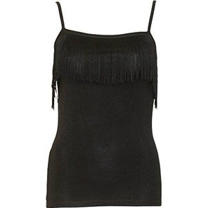 Spiral Direct Dames Urban Fashion - Kwastje Gelaagde Camsole Top Zwart Vest
