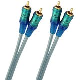 Oehlbach Ice Blue RCA-kabel 3 m, audiokabel voor platenspelers, thuisbioscoop en hifi-installatie, 2-voudig afgeschermde RCA-kabel van OFC, 2 x 3 m, blauw-transparant