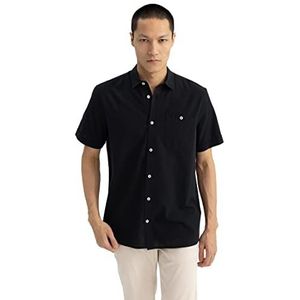 DeFacto Kurazarm hemd voor heren met korte mouwen, zwart, XL