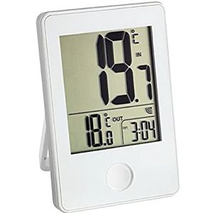 TFA Dostmann Pop-draadloze thermometer, buiten- of binnentemperatuur in groot formaat, weergave van het horloge.