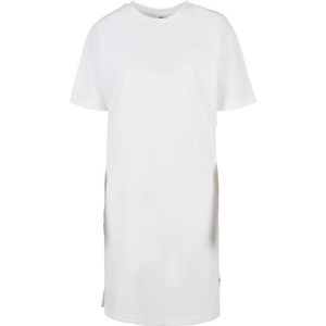 Urban Classics Damesjurk van biologisch katoen organisch oversized slit tee dress, dames T-shirt jurk voor vrouwen met split in vele kleuren, maten XS - 5XL, wit, XL