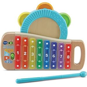 VTech - Eco muziekschool voor kinderen, xylofoon en tambourine van hout, kleur (80-615622)