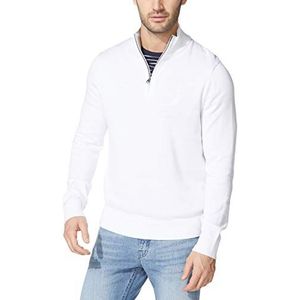 Nautica S01803 Trui voor heren, quarterritssluiting, sweater voor heren, (bright white), S Helder Wit