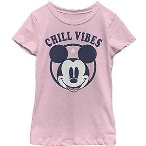 Disney Characters Chill Vibes Girl's Solid Crew Tee, Light Pink, X-Small, Rosa, XS