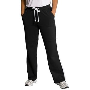 Ulla Popken Joggingbroek voor dames, contrasterende piping op de rits trainingsbroek, zwart, 32W / 32L