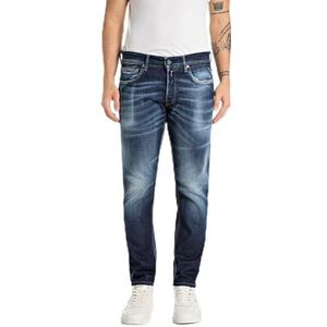 Replay Heren Regular Slim Fit Jeans Willbi, 007, donkerblauw, 28W x 32L