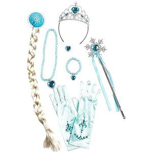 Snow Princess disguise kit (tiara, wand, necklace, ring, gloves, braid with clip)