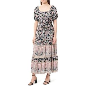EYOTA Midi-jurk voor dames, met paisley-print, Marine meerkleurig, XL