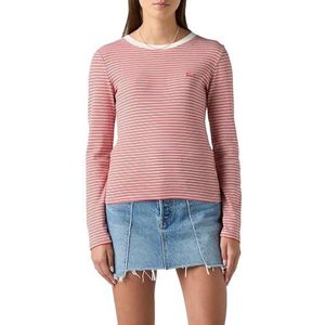 Levi's Women's LSE Essential HM LS Tee Non Graphic Tee, Color Turmeric Stripe Flam, Maat M, Turmeric Streep Flam, M