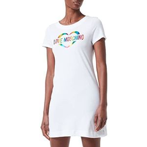 Love Moschino Dames Heart Multicolor Foil Print. Jurk, wit (optical white), 44 NL